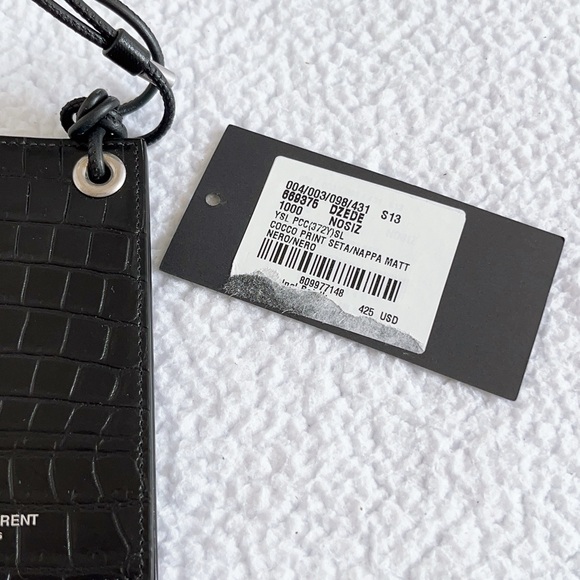 Authentic Saint Laurent Croc Embossed Flip Card Case with Lanyard - Picture 13 of 16